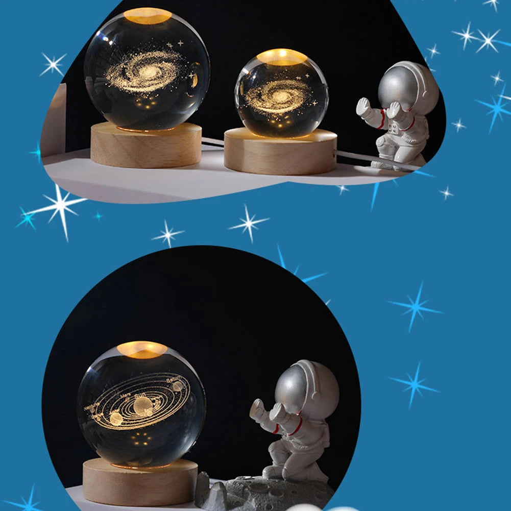 Unique 3D Crystal Ball Lamp with Galaxy and Planetary Projections USB Night Light for Cozy Atmosphere plasma ball