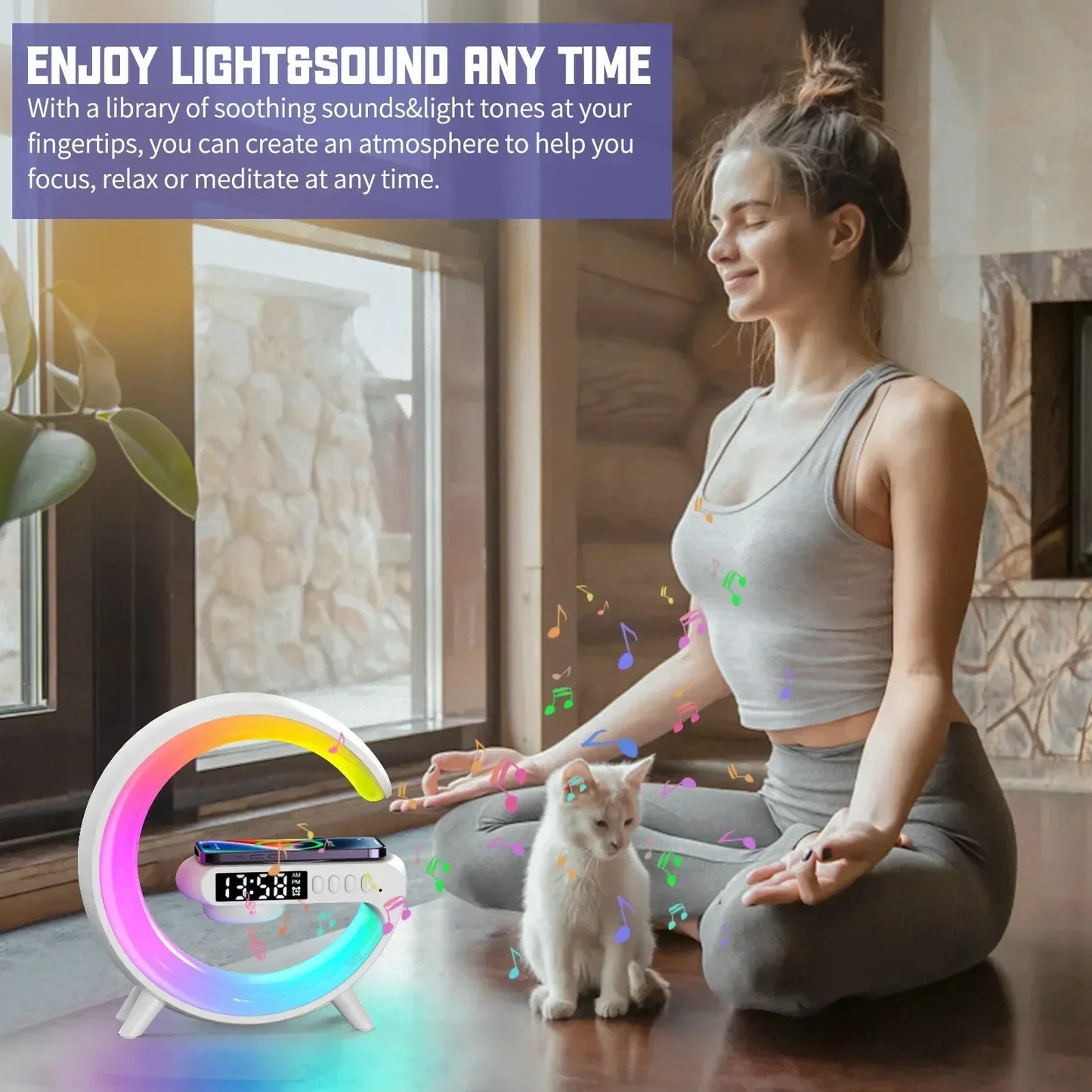 Multifunction Wireless Charger Stand Pad RGB Light Alarm Clock Speaker For iPhone Samsung Xiaomi Mini Fast Charging Dock Station